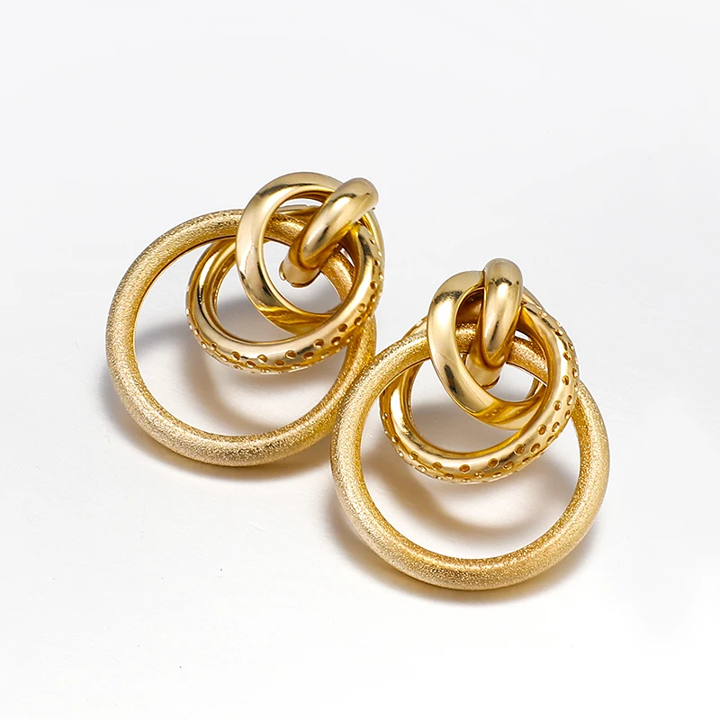Модные металлические серьги-капли Flashbuy для женщин, геометрические круглые золотые серьги из сплава для девочек, трендовые ювелирные изделия, свадебные аксессуары