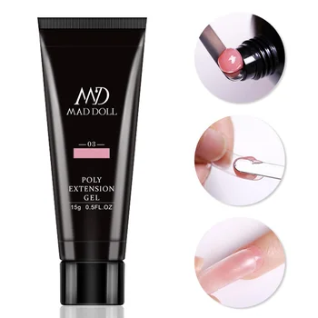 

15g Glitter Diamond Extension Poly-Gel Pink White Clear Quick Building Enhancement Nail Jelly Soak off UV LED Gel