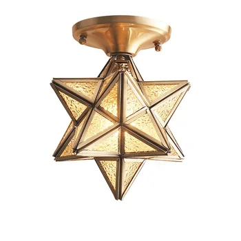 

Lamparas De Techo Hanglamp Nordic Copper Glass LED Ceiling Light Fixtures Hallway Balcony Porch Star Loft Vintage Ceiling Lamp