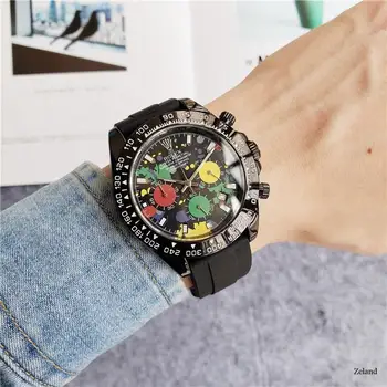 

brand fashion classic quartz mens watch 2020 chronograph rubber belt date wristwatch rose gold metal watch men 85