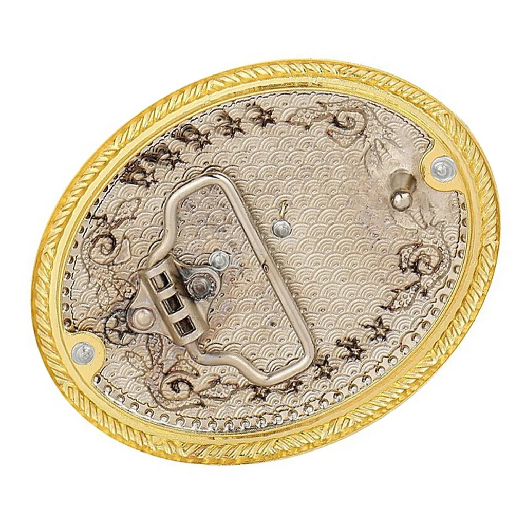 Rodeo Oval Floral Animal Horse Racing Belt Buckle Men Western Cowboy Buckle