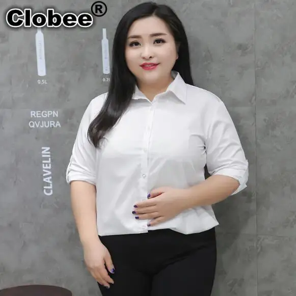

9XL 8XL 7XL 6XL 5XL blusa social feminina Women White Shirts 2019 Summer shirt OL vintage blouses work wear Tunic Shirt M314