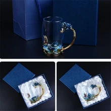 EMS 10 комплектов эмалированная чашка для кофе кружка цветок чай стеклянные чашки Подарочный пакет для горячих и холодных напитков чайная чашка ложка Набор идеальный свадебный подарок