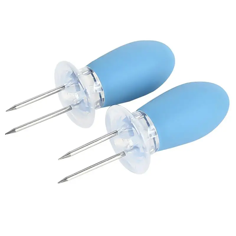 2Pcs/Set Corn Fork Corn Cob Holders Heat Resistant Skewers Twin Prong Skewers For BBQ BBQ Tools Accessories