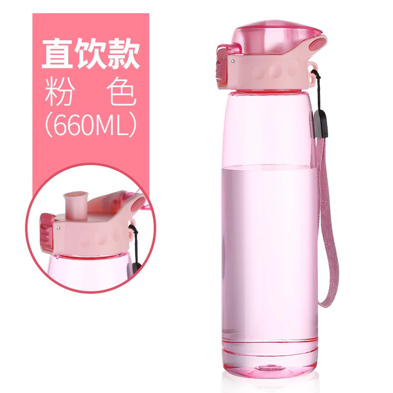 Pink-Direct drink Бутылки для воды, шейкер для протеина, Спортивная бутылка для тренировок на велосипеде, для кемпинга, для занятий в тренажерном зале, велосипедная бутылка с веревкой, соломинкой, 660 мл - Цвет: Pink-Direct drink