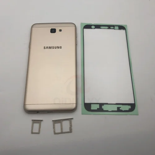 Золотой Для samsung Galaxy J7 prime G6100 On7 G610 промежуточный Корпус задняя крышка батареи с кнопками громкости питания - Цвет: Золотой
