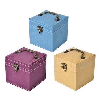 

3 Pieces Portable Velvet Jewelry Storage Box Case for Jewelry Rings 3 Layer