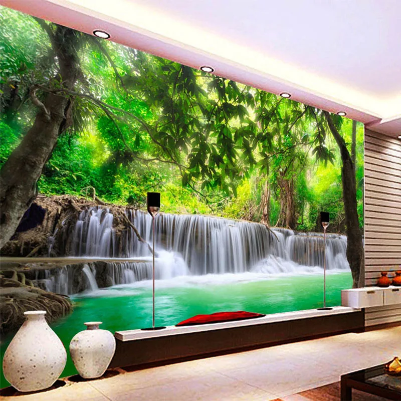 

Dropship Customized Size 3D Nature Landscape Waterfall Mural Wallpaper For TV Sofa Background Wall Paper Roll Home Decor