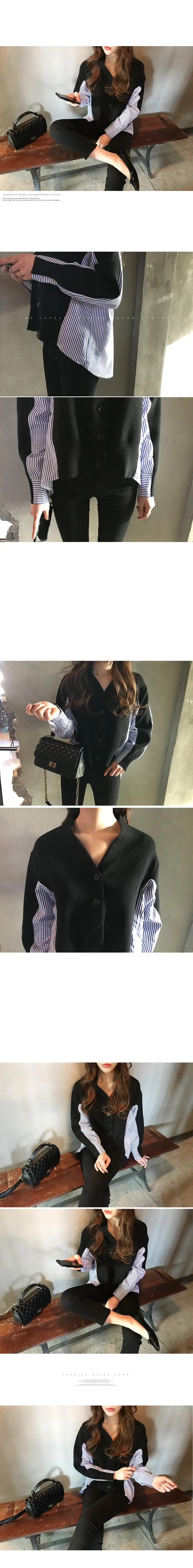 Women Sweater Autumn and Winter New V-neck Ladies Sweater Stripes Loose Wild Women Clothing DC472