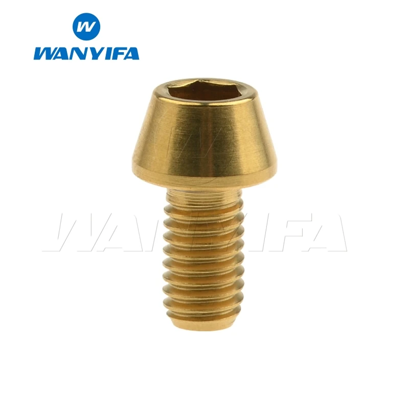 M5x9 Gold Wanyifa M5x9 15, 16, 18, 20, 25 30 35, 40 45 50 55 60 мм шестигранный ключ конической головкой Винт с титановым болтом для Велосипедный вынос руля - Цвет: M5x9 Gold