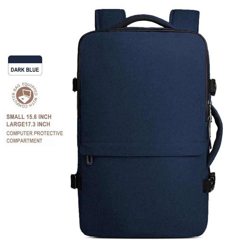 CAI Travel Backpack High Quality Capacity Side-Open Mini Suitcase Laptop bags Water Proof Minimalism Business Men School Style - Color: Deep Blue