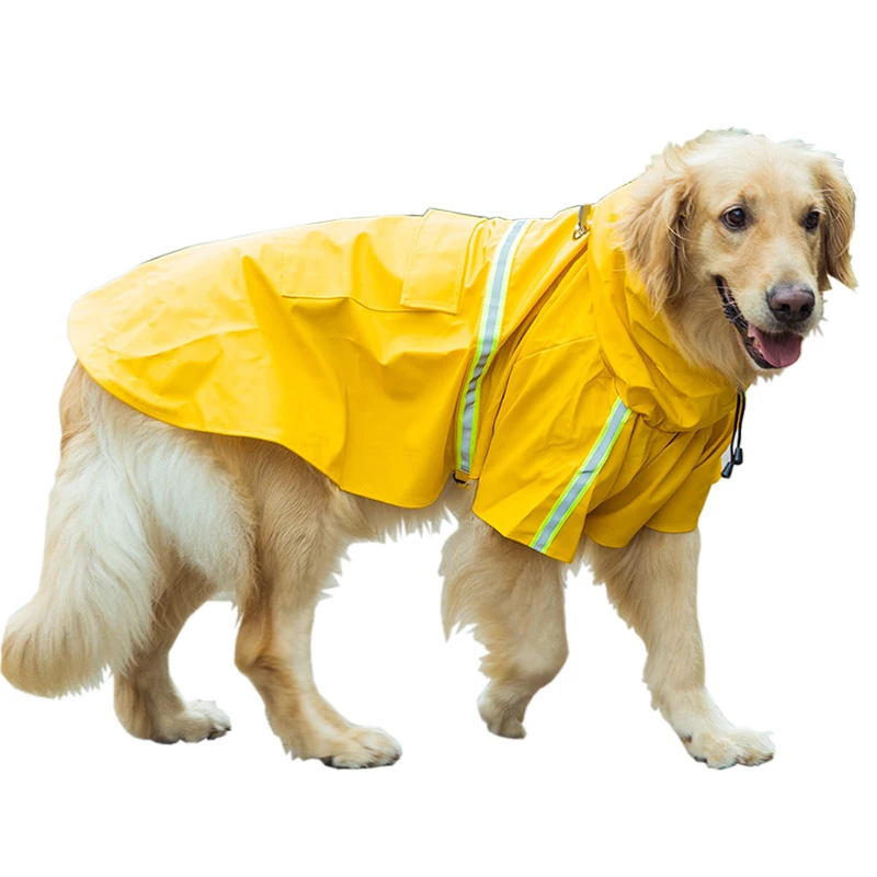Дождевики для собак средних и больших размеров, дождевик с капюшоном, желтая, синяя водонепроницаемая одежда для собак, дождевик для больших собак, XXL-5XL