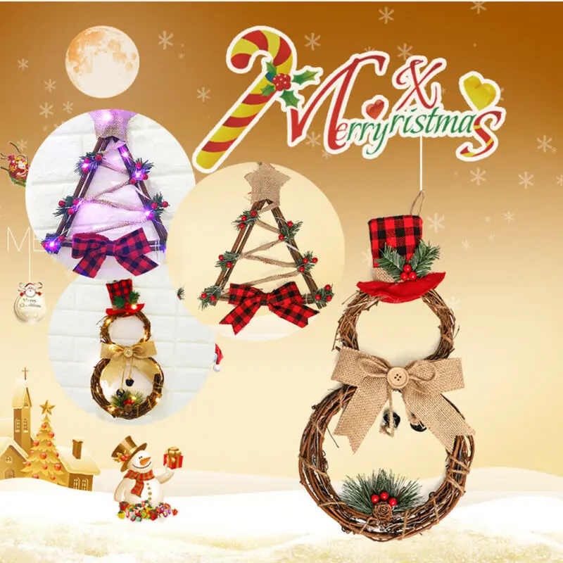 Рождественский венок светящиеся украшения новая мода светодиодный hristmas дверь украшение на стену в виде дерева украшение Рождество Романтический Теплый висячие украшения