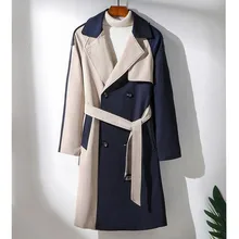 2021 Trench Men Turn Down Collar Autumn Double-breasted French Style Chic Fashion All-match Spring Outerwear Windbreaker Loose