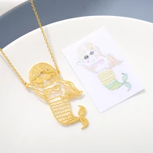 Custom Drawing Necklaces with Box Personalized Children Artwork Necklace Stainless Steel Chain Necklace for Couple Family Gift