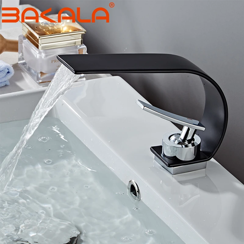 BAKALA Basin Faucets Waterfall Faucet For Bathroom Basin Mixer Tap Single Handle Sink Mixer Tap Deck Mounted Bathroom Torneiras