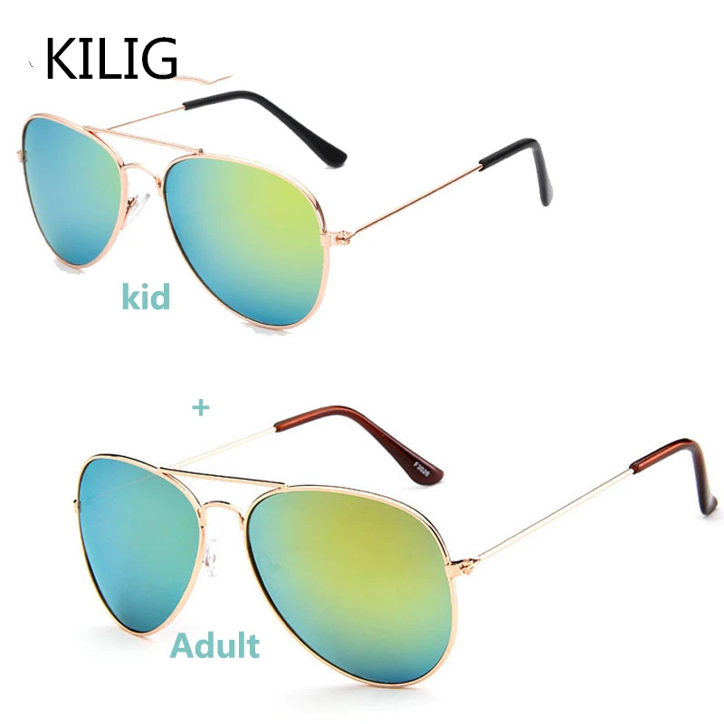 KILIG костюм для родителей и ребенка очки детские брендовые дизайнерские винтажные классические заклепочные оттенки солнцезащитные очки для девочек и мальчиков UV400