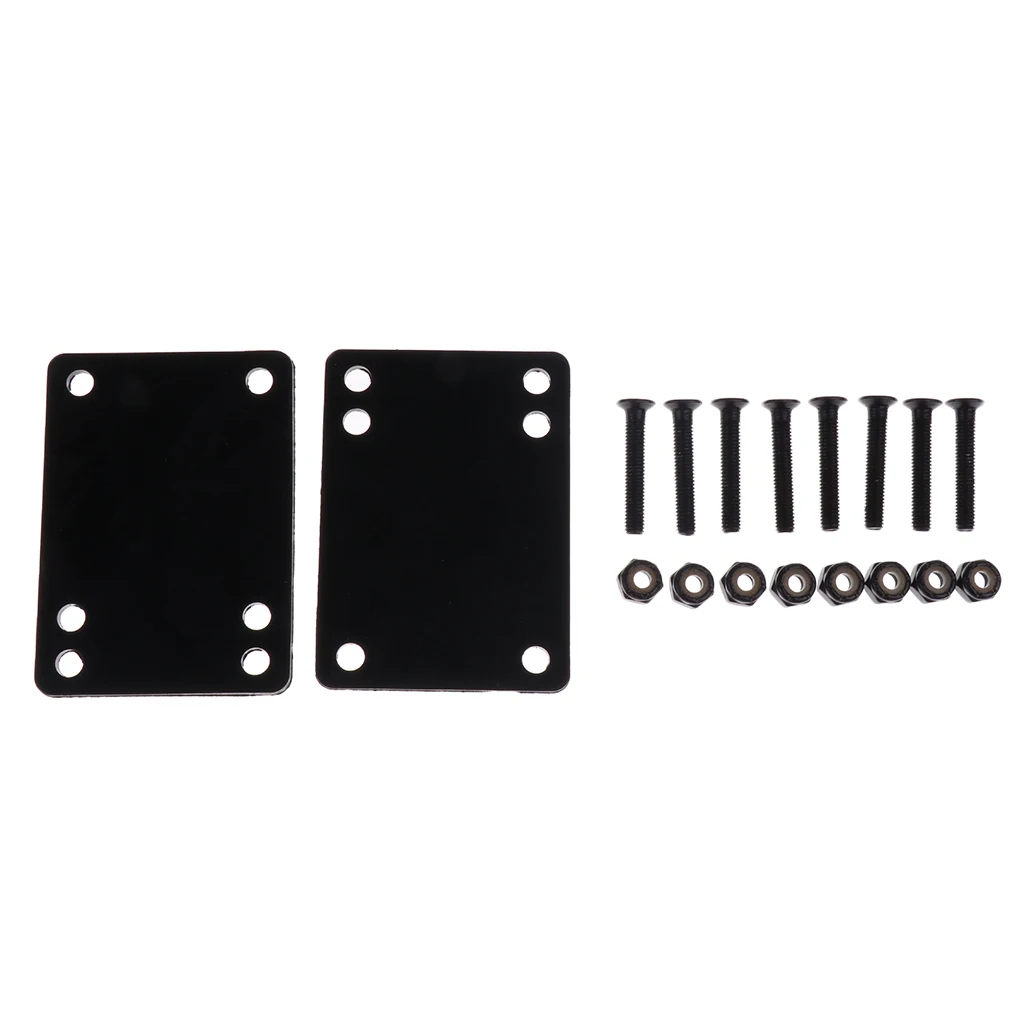 Skateboard Riser Pads Longboard Hardware Screw Set High Strength Black 3mm Pad+6mm Pad Skateboard Parts Skateboard Accessories