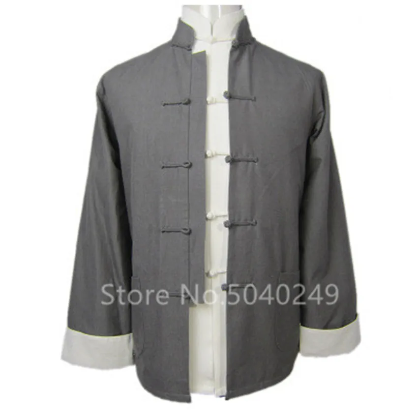 Tang Suit Top Men Shirt Long Sleeve Jacket Cardigan Traditional Chinese Clothing Cotton Stand Collar Buckle Kung Fu Clothing