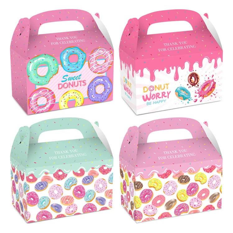 4 Uds Donuts regalo Caja de galletas papel de envoltorio de caramelos bolsas de los niños Regalo de Cumpleaños suministros Donut te preocupes DIY decoración para fiesta de boda