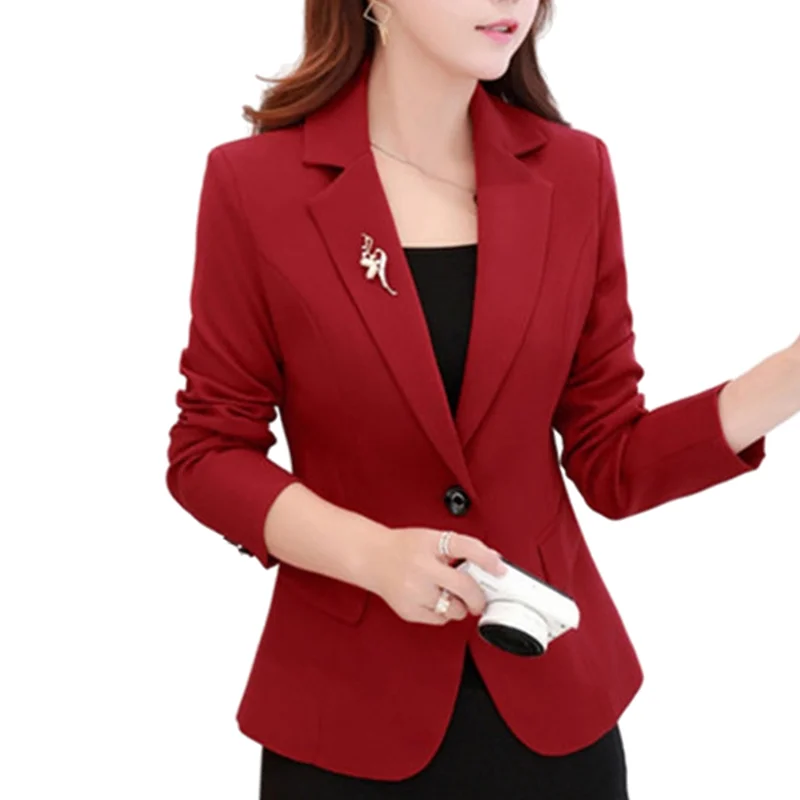 Spring Fashion Ladies Blazers And Coats 3xl Black Red Slim Small Suit