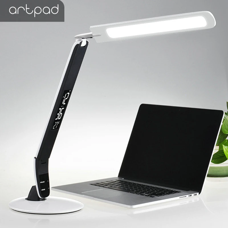 Artpad High Bright Desk Table Lamp Phone Charge 3 level Diammable LCD Time Calendar Temperature Rea