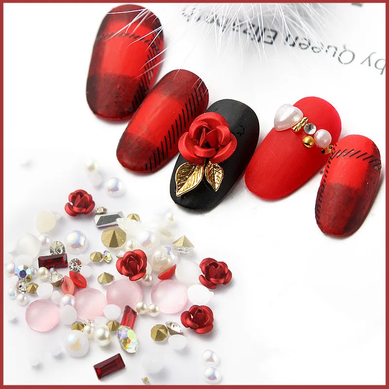 3D Nail Rose Eye Cat Stone Square Water Drops Studs Gems AB Opal Rhinestone Mix Decorations Tool | Красота и здоровье