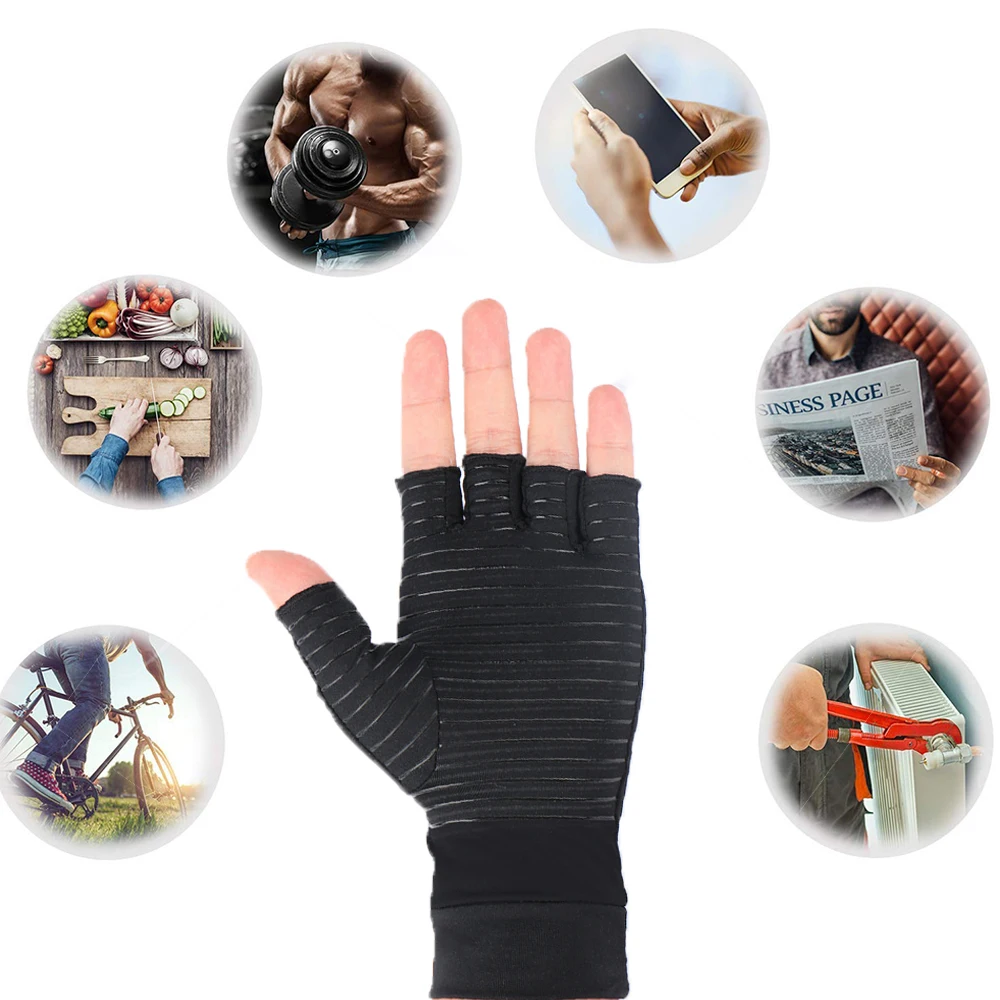 1 Pair Compression Arthritis Gloves Women Men Joint Pain Relief Half Finger Brace Therapy Wrist Support Anti-slip Therapy Gloves fingerless gloves,compression gloves,arthritis gloves