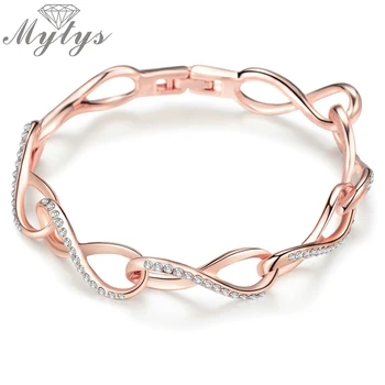 

Mytys Rose Gold Infinity Bracelet for Women Link Bracelets Infinity Love Symbol Invisible Setting Crystal High Quality B262