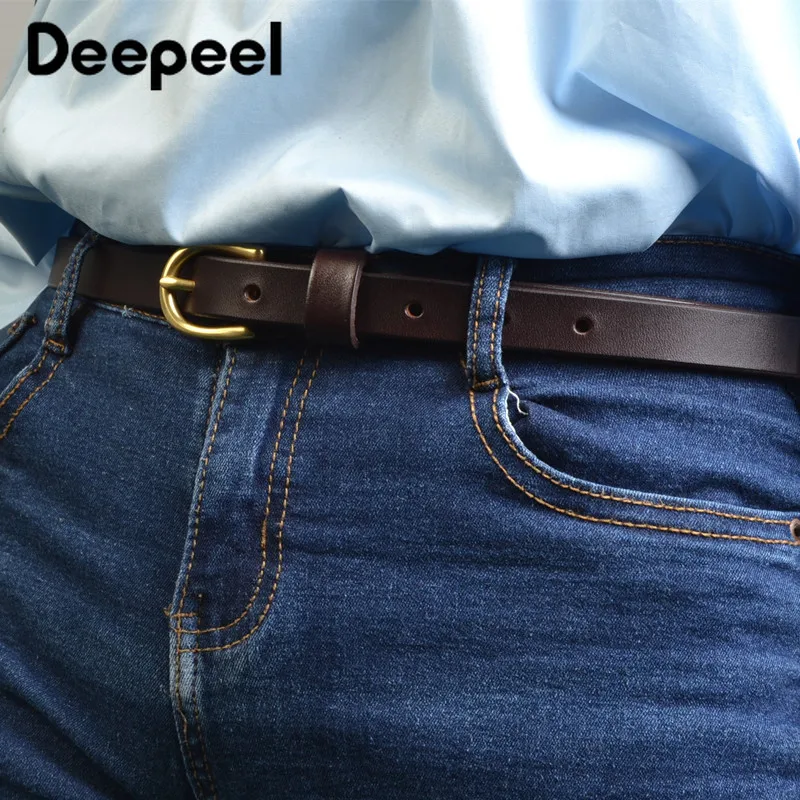 Deepeel, 1 шт., 1,9 см* 80-125 см, Женский Топ, Воловья кожа, тонкие ремни, твердая латунь, Золотая Пряжка, ремни, высококлассные, простой пояс YB617