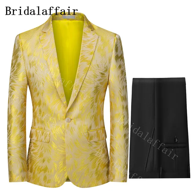 white and yellow prom suit