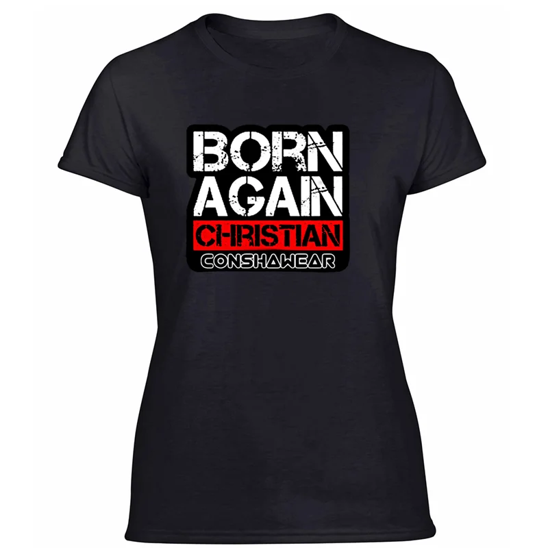 Футболка с надписью Better born again christian consha soc mob gear, Мужская одежда, хлопковая Футболка в стиле хип-хоп - Цвет: Women-Black