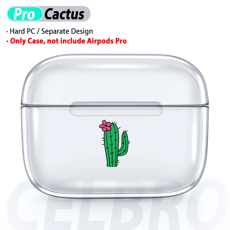 Прозрачный чехол для AirPods Pro, Жесткий Чехол из поликарбоната, защитный чехол для наушников с Bluetooth для AirPods, аксессуары - Цвет: Cactus