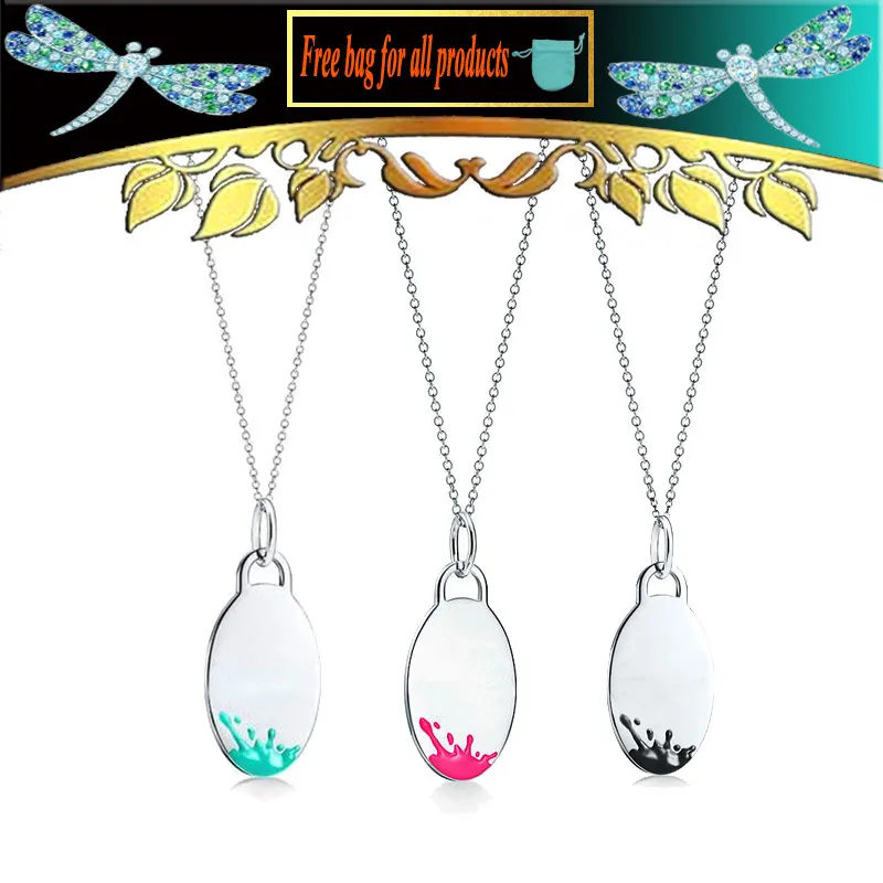 

Women necklace Oval mini water drop Pendant popular accessories S925 Sterling silver Jewelry Luxury brand Logo Valentine gift