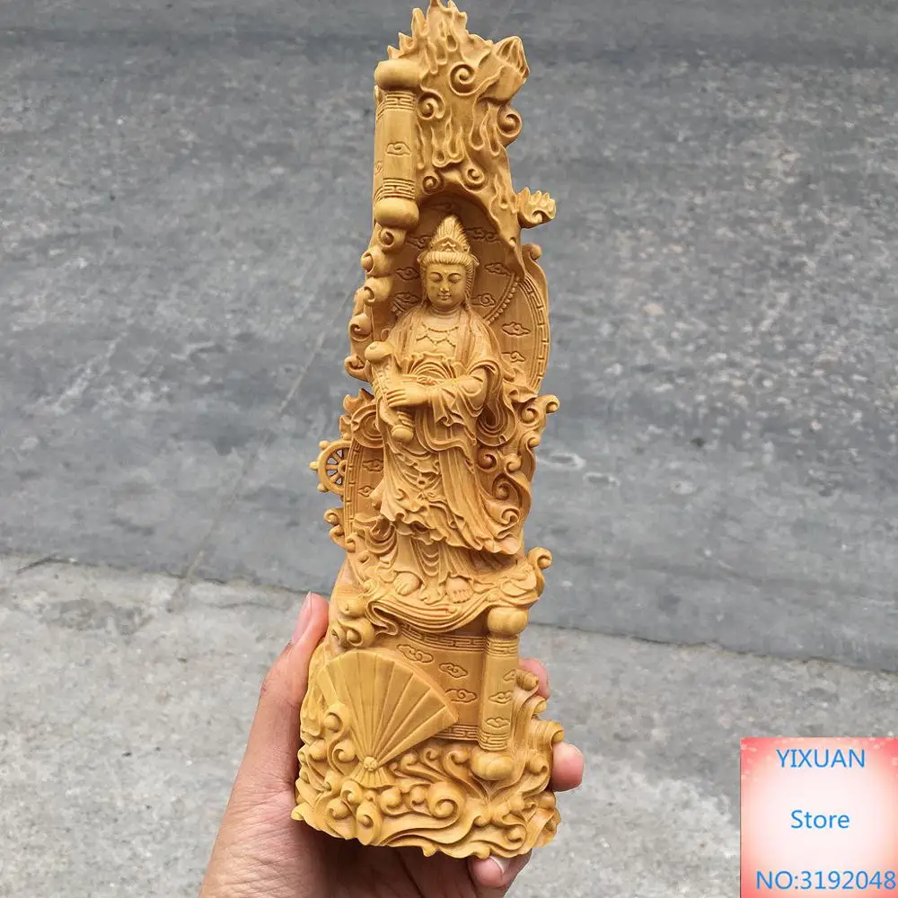 Новый Малый листья из коробки Ruyi Guanyin Bodhisattva резьба по дереву ручная работа фэншуй