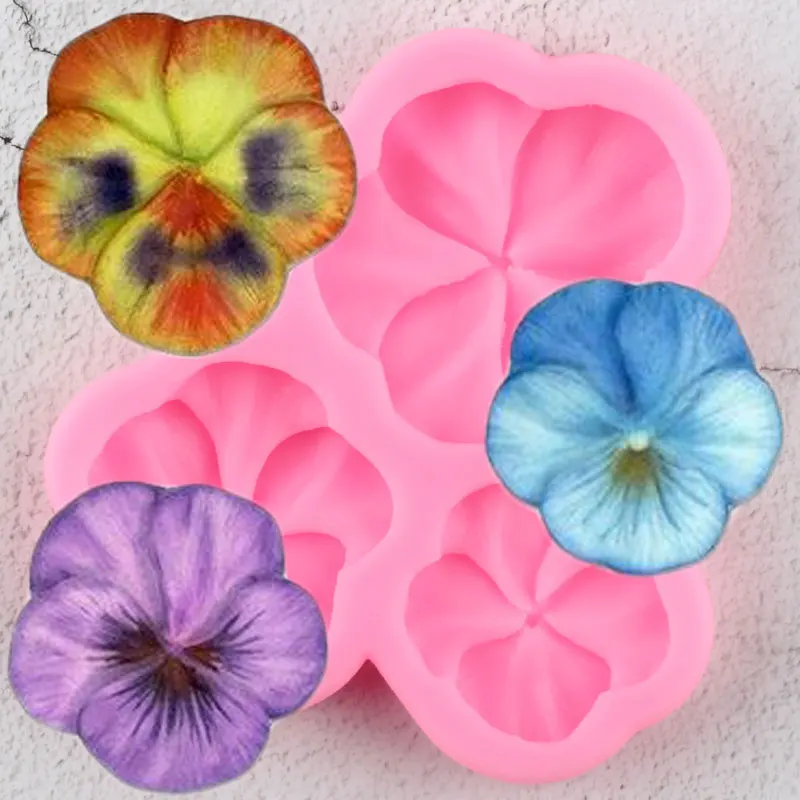 Pansy Flower Silicone Molds Cupcake Topper Fondant Cake Decorating
