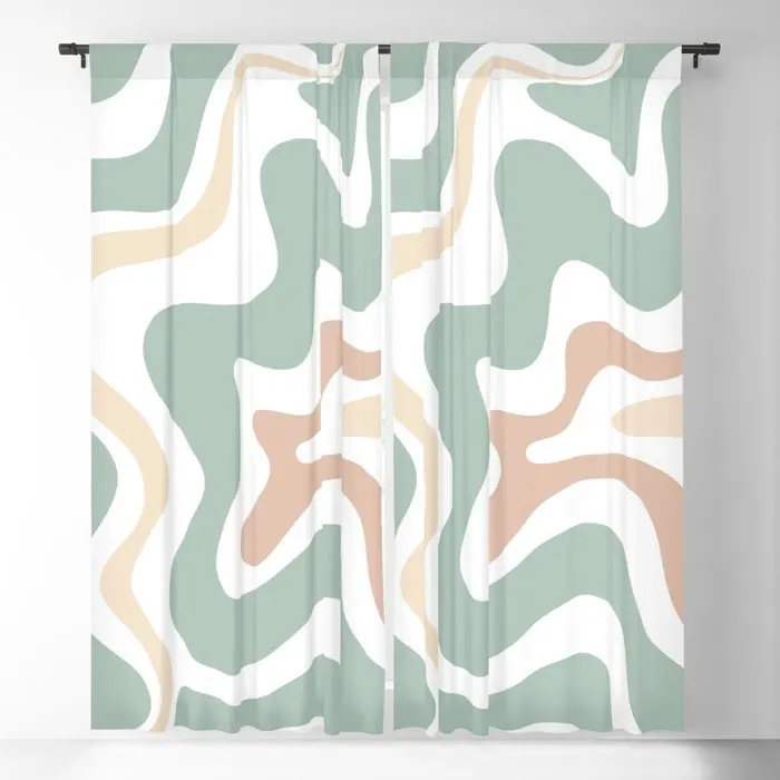 

Liquid Swirl Abstract Pattern In Sage Blackout Curtains 3D Print Window Curtains for Bedroom Living Room Decor Window Treatments