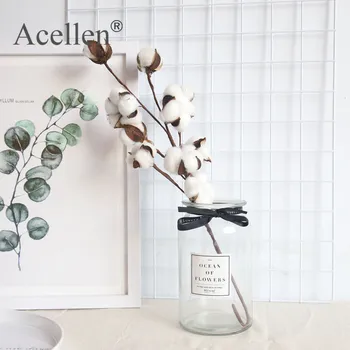

Naturally Dried Cotton Flower Artificial Fake Flowers Plants Floral Branch for Wedding Party Decoration Fake Flowers Home Decor
