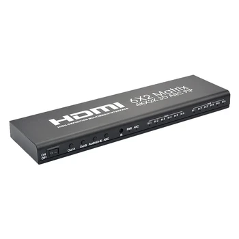 

6X2 HDMI Matrix Ultra 1080P HD 4Kx2K/30HZ HDR ARC Switch Splitter Optical SPDIF 3.5mm o HIFI HDMI Switcher EU Plug
