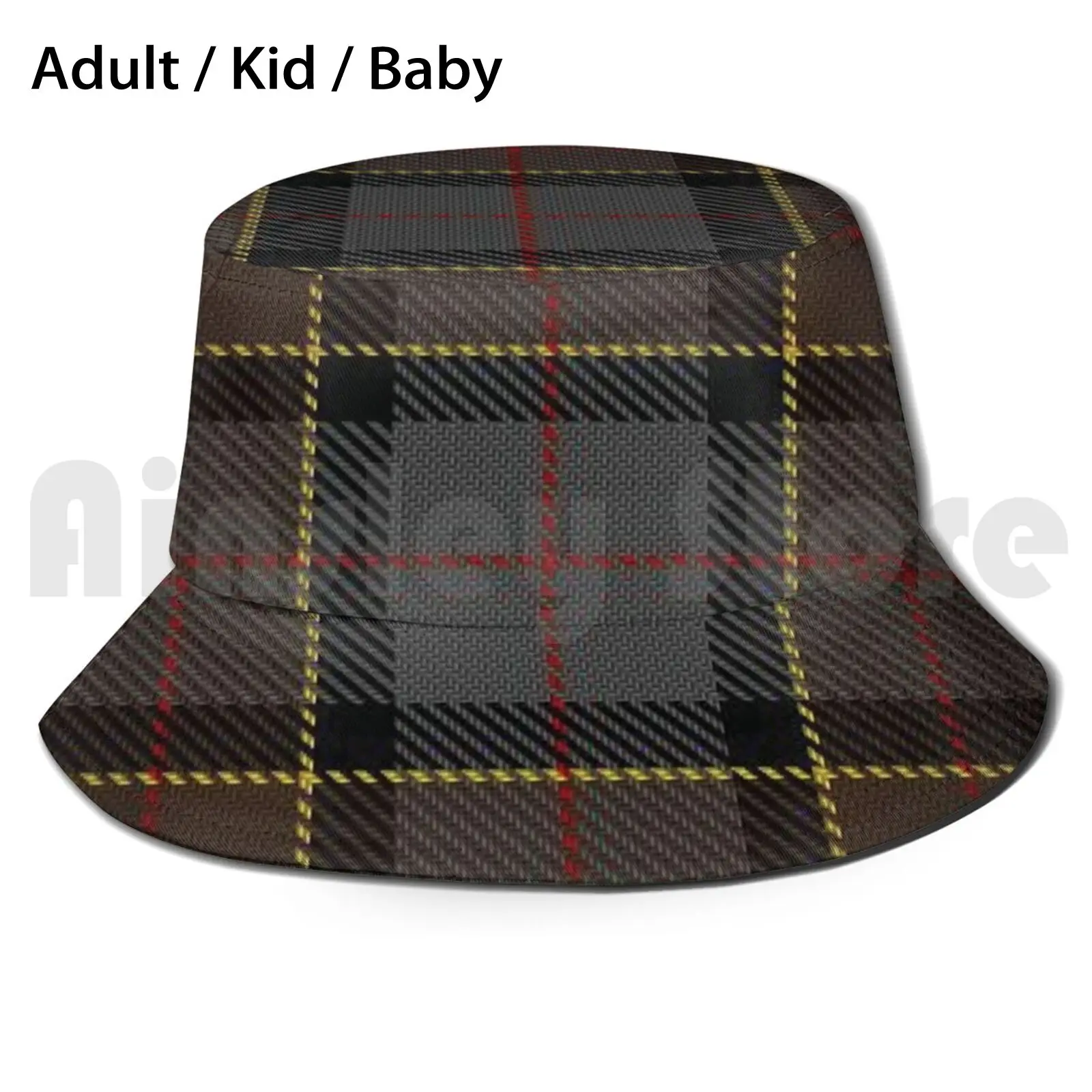 Tartan Leather Sassenach Bucket Hat Adult kid baby Beach Sun Hats