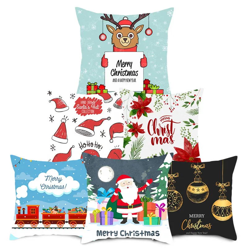 

Fuwatacchi Christmas Cushion Covers Square Christmas Gift Tree Bell Pillow Cases Home Decorative Sofa Throw Pillows Covers