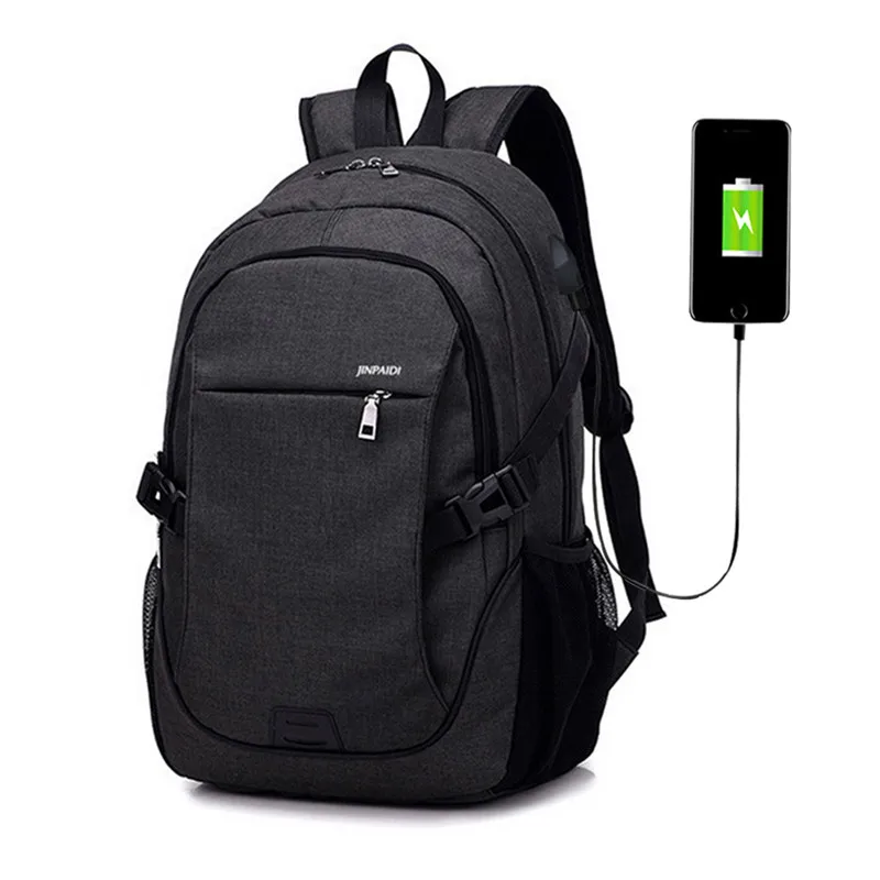 Hifuar мужской деловой рюкзак для ноутбука с usb-портом для зарядки, противоугонная дорожная сумка 15,6 дюймов, ноутбук Mochila мужской - Цвет: black