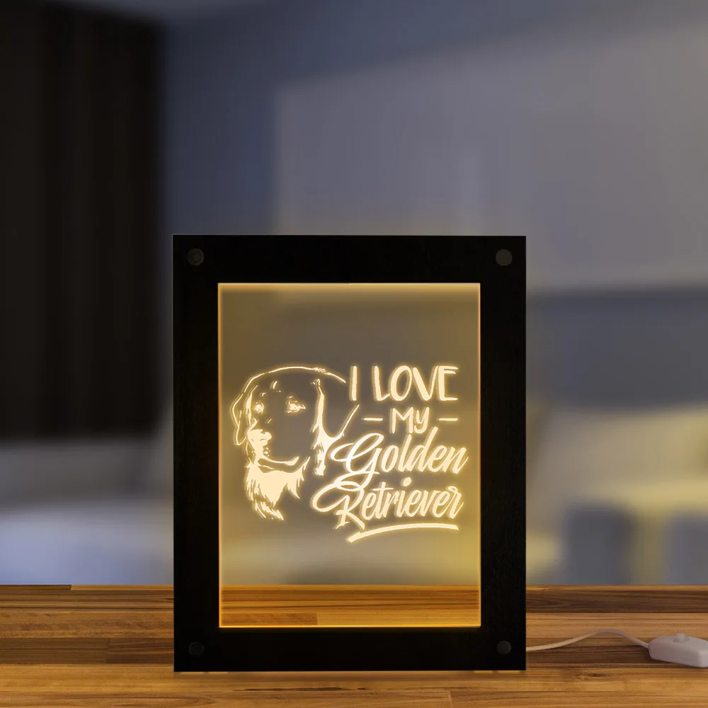 Настольная лампа I Love My Golden Retriever для щенков светодиодная подсветка фоторамка