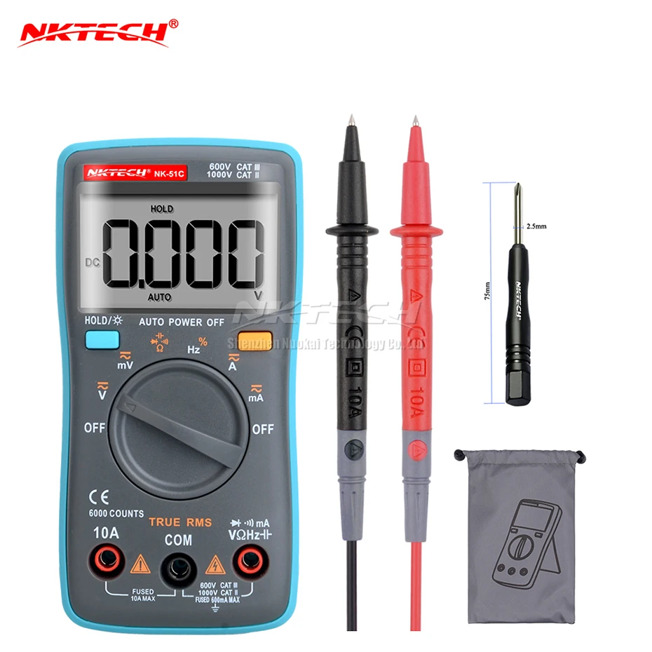 NK51B VS RM100 Diagnostic-tool Digital Multimeter 6000Counts Backlight AC/DC Ohm Ammeter Temperature multimetro NK51A C D | Инструменты