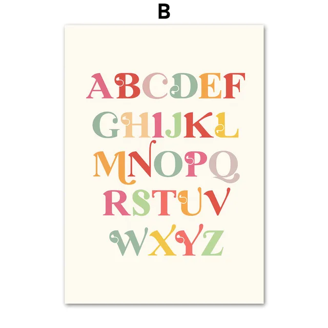 Numbers Letters Flower Little Prince Fox Anime Wall Art Canvas Painting Nordic Posters And Prints Wall Pictures Kids Room Decor B