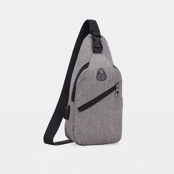 

Simple casual men's first High-quality first layer cowhide chest bag，Shoulder bag crossbody sports，portable USB , Youth Packet