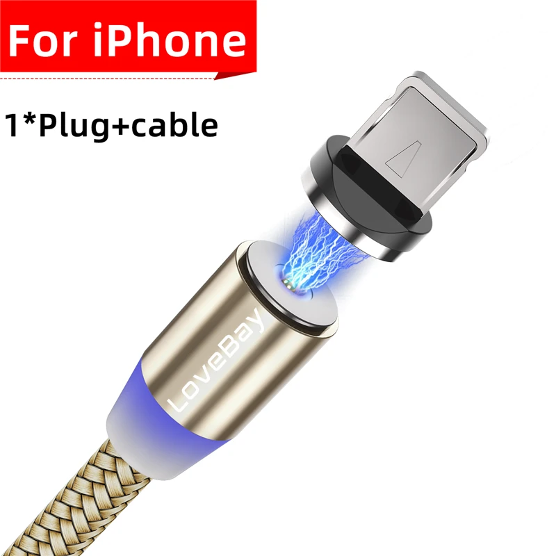 Lovebay 3 м Магнитный Micro USB кабель для iphone samsung huawei Xiaomi телефон тип-c кабель магнит зарядное устройство провод шнур Быстрая зарядка - Цвет: Gold For iphone