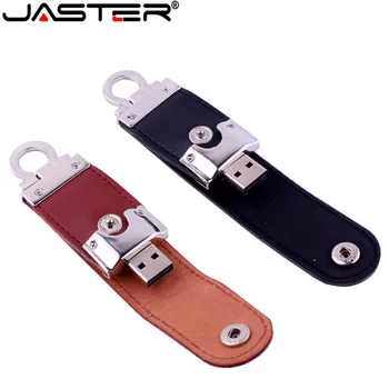 

JASTER USB 2.0 customer LOGO leather usb flash drive key chain pendrive 4GB 8GB 16GB 32GB 64GB business memory stick gift