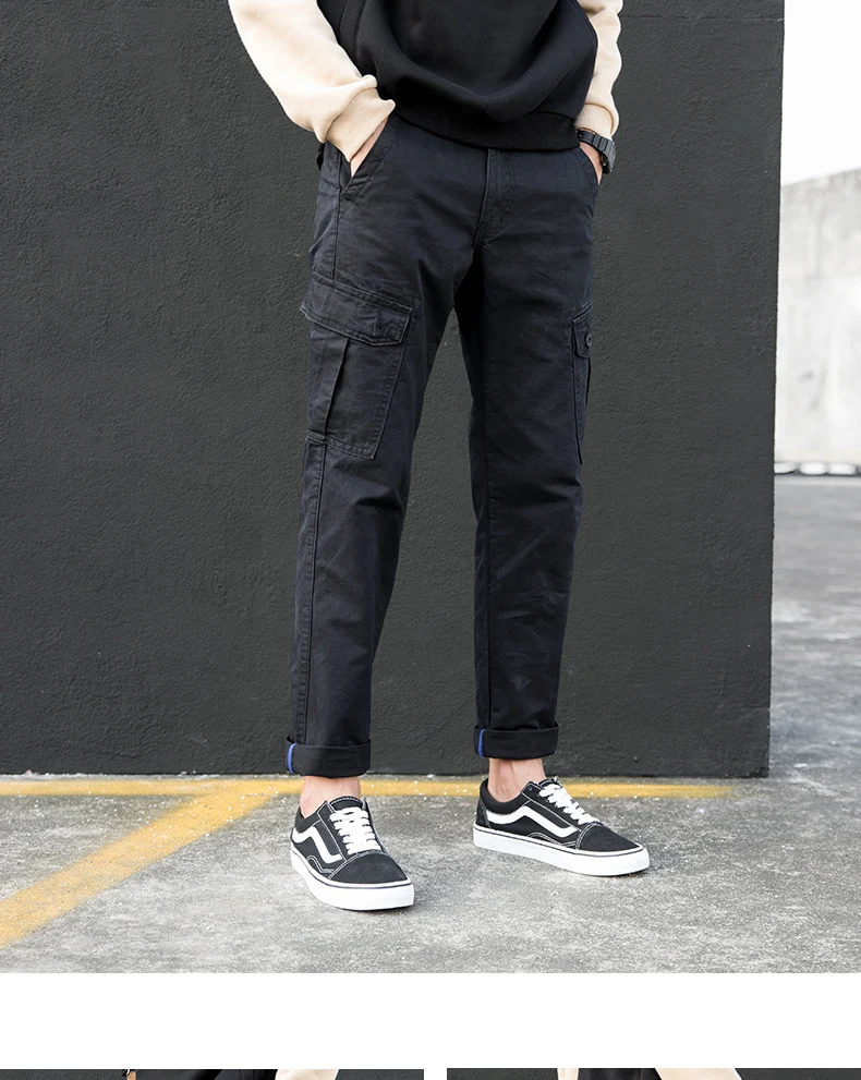 KSTUN Cargo Pants Men Straight Fit 100% Cotton Overalls Mens Trousers Casual Pants High Quality