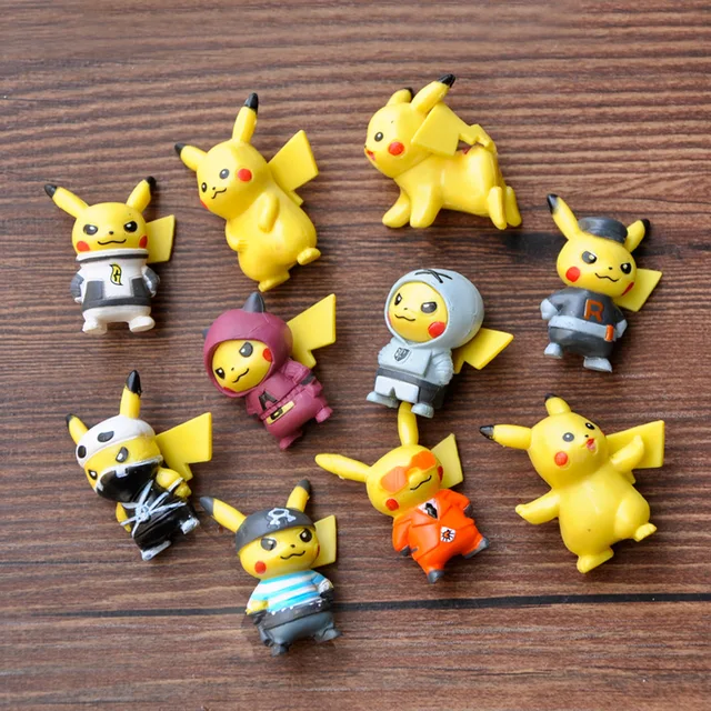 Figuras de Pokémon Anime de Pikachu para niños, Mini juguete de Cosplay de película de dibujos animados, regalo de cumpleaños, Navidad, 10 Uds./juego